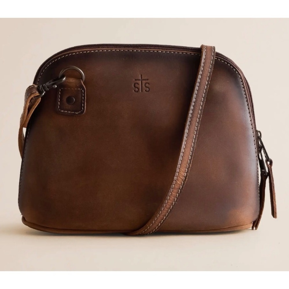 STS Ranchwear Distressed Leather Crossbody Bag Brown
